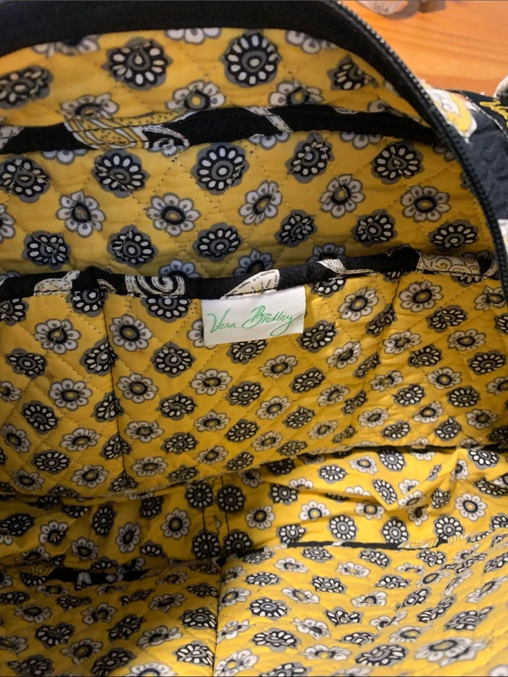 Quilted Floral Crossbody Shoulder Bag - Black & Yellow - Picture 11 of 12